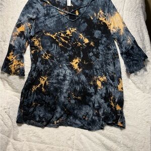 Boutique American Curvy Tie-Dye Women's Top 3X - Navy & Tan Never Worn!